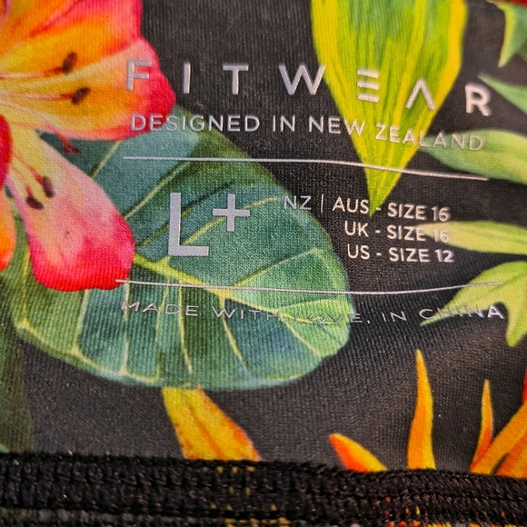 Fit Bit Brand New With Tags Black Leggings With Bright Floral Accents! - Picture 3 of 7